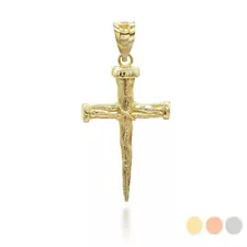 Gold Nail Cross Pendant Necklace (Available in Yellow, Rose and White)