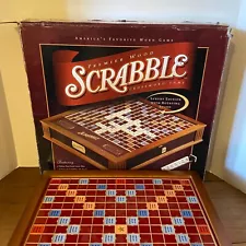 Scrabble Luxury Edition with Wood storage drawer Rotating Turntable Game Board