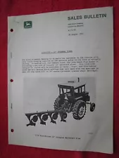 1971 FOR JOHN DEERE DEALERS NEW 1150-1250 MOLDBOARD PLOW SALES BULLETIN/BROCHURE