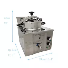 16L Electric Countertop Pressure Fryer, 110V Commercial Deep Fryer with Timer