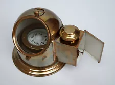 Vintage binnacle compass brass gimbal ships marine maritime nautical decor item