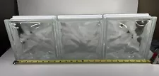 Lot of 3 Architectural Clear Glass Blocks Wavy Square Brick 7-3/4” x 7-3/4 x 3