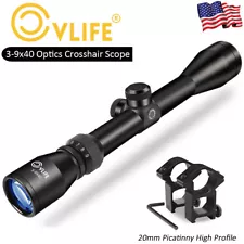 3-9x40 Crosshair Optics Scope With 20mm Ring Mount For Rifle / Airsoft/ Crossbow