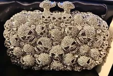 Le Miel / Rhinestone SKELTON Clutch Purses NEW! SILVER