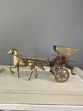 Vintage Brass Horse And Carriage Buggy AS IS