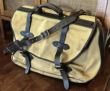 Vintage Filson Style 242 Carry-On Khaki Twill Brown Leather Travel Bag Crossbody