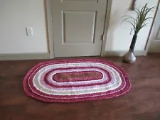 Classic Oval Rag Rug in Reds, Pinks and Tans