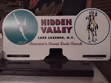 Vintage Lake Lucerne Hidden Valley Ranch License Plate Topper Sign