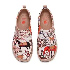 Women Size 5-12 UIN Slip On Shoes Canvas Comfortable "horses in tang dynasty"