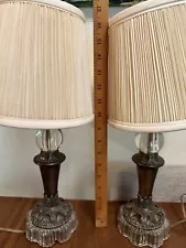 Art Nouveau Decorative Lamps Style Lamp Glass Brass 17” Tall 2 Antique 2 Pcs