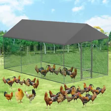 XXL Extra Tall Large Metal Walk-in Chicken Coop Run Cage w/ Feeding Door Outdoor