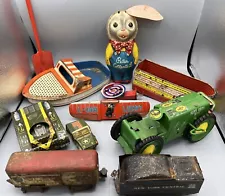 Vintage Tin Litho Assorted Toys for Parts or Repair