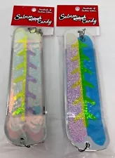 1 New Salmon Candy Trolling Flasher 8" Options are Blue Stud UV or Kryptotron