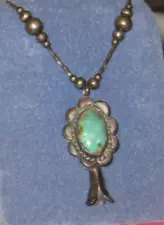 Vintage Squash Blossom & Turquoise Set Stone Necklace for Sale!