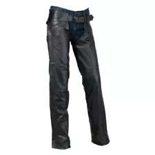 Z1R Womens Black Full Length Sabot Leather Motorcycle Chaps XS-3XL