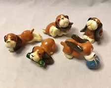 Vintage Ceramic Mini Collection Basset Hound Pup Figurines