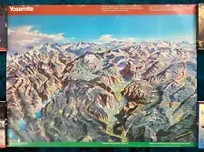 Original Travel Poster Yosemite National Park Forest Service California Hike Ski