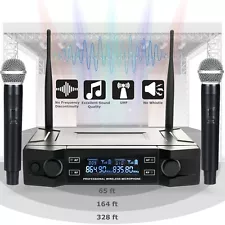 Professional 2 Channel UHF Wireless Dual Microphone Cordless Handheld Mic System