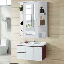 Medicine Cabinet Wall-Mounted Bath Bathroom Cabinet w/ Mirror Home Decor White