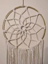 ð¤Crochet Dream Catcher Cream/Off White Feathersð¤