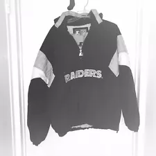 VINTAGE STARTER PRO LINE OAKLAND LOS ANGELES RAIDERS PUFFER JACKET Large EUC