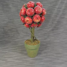 Artificial Sugared Red Apple Topiary Tree 16" H x 8" W