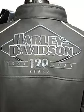 Men's Harley Davidson 120th Anniversary Leather Motorcycle Riding Jacket Size XL