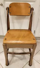 Rare VTG "Kansas Children's Rec. Home" Kindergarten School Chair -Wood/Metal EUC