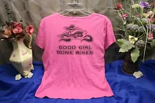 V-Twin Ride Women Pink T-Shirt Top Size Jr X-Large riding gear shirt biker Sale*