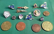 Lot 16 Various Mixed Vintage MASONIC MASONS Free Masonry Items Pins Clips Coins