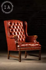 Vintage Tufted Leather Armchair In Red