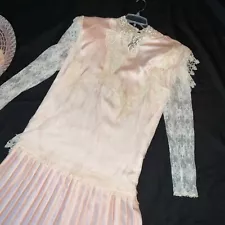 1915 Edwardian dress gown COSTUME size 16 pink lace Downton Abbey Music Man