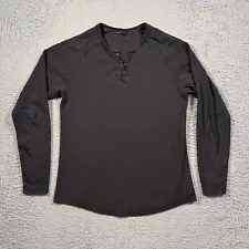 Alphalete T-Shirt Mens Small Black Long Sleeve Henley Neck Pullover 100% Cotton