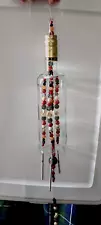 Rum Liquor Bottle Wind Chimes for In/Outdoors Upcycled Hand Made w/Beads