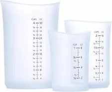 iSi Basics Silicone Flexible Clear Measuring Cup, Set of 3, 1-Cup, 2-Cup,