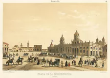 Antique Print "Plaza de la Independencia" (Santiago - Chile) Claudio Gay, 1854