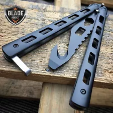 High Quality Practice BALISONG METAL BUTTERFLY BOTTLE OPENER Trainer Knife BLACK