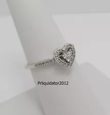 1/4CT Natural Diamond Heart Halo Engagement Wedding Bridal Ring 10K White Gold