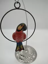 Mexican Folk Art Red Macaw Parrot Bird Hanging Ring Perch 8" Pottery