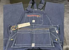 Vintage Pointer Brand Zipper Bib Overalls Men's Sz 40x29 Dark Blue Denim NOS NWT