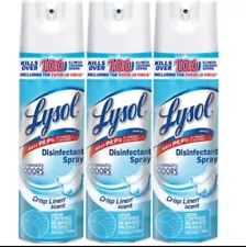 6 PACK -Lysol Disinfectant Spray - Crisp Linen, 12 oz New Fresh Stock