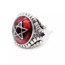 Size 9 Stanton LaVey Angel Heart Ring Marilyn Manson Rockstar Satanic Pentagram