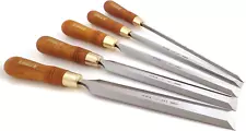 Premium 5 Piece Set Paring Chisels W/Hornbeam Handles 1/4, 1/2, 3/4, 1, 1-1/4 In