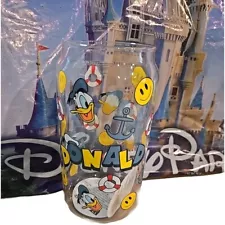 Disney Parks Donald Duck Smiley Icons Life Buoys and Anchors Glass New