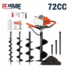 72CC 4HP Gas Powered Post Hole Digger w/ 4''6''8''10''12'' Earth Auger Optional