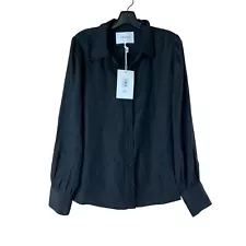 Frame Victorian Black Button Up Blouse Size Large LWSH2891 Noir 398$ MSRP (2Q)