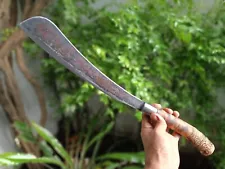 Handmade Parang machete camp garden knife 13.3” forged blade, Bamboo handle