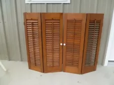 Rustic Vtg Wood Folding Louver Wooden Interior Window Shutters - 39 5/8" x 31.5"