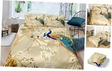 Peacock Comforter Cover Set Peacock with Floral Bedding Set for Full Multi Y02