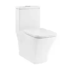 Eclair One-Piece 0.8/1.28 GPF Dual Flush Square Toilet in Glossy White Seat Incl